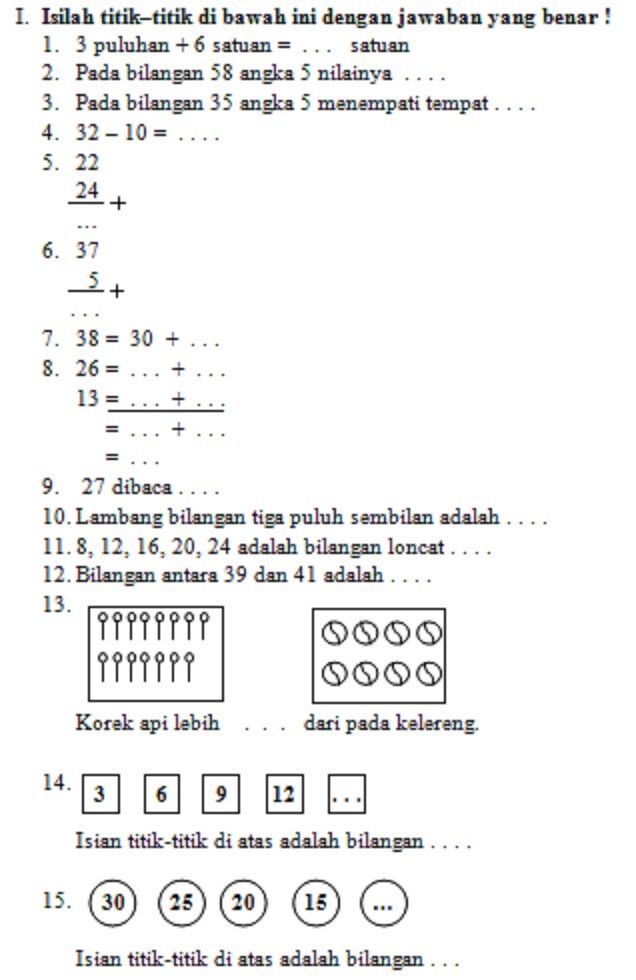 5 Contoh Soal Kelas 1 Semester 2 Kurikulum 2013 yang Wajib Dikuasai Siswa