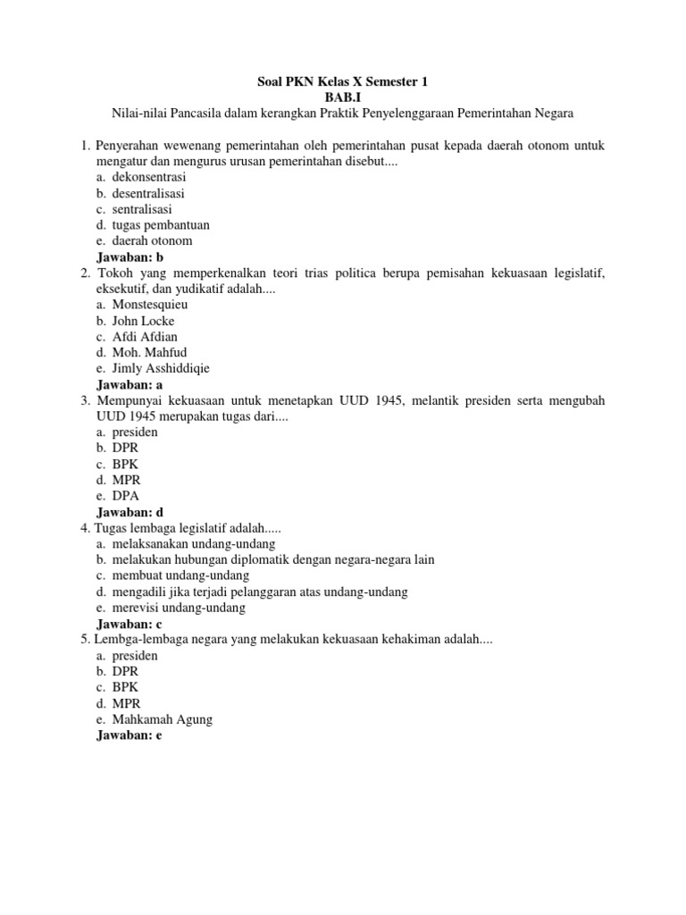 5 Contoh Soal PKN Kelas X Bab 1 Kurikulum 2013 yang Wajib Kamu Kuasai di 2026