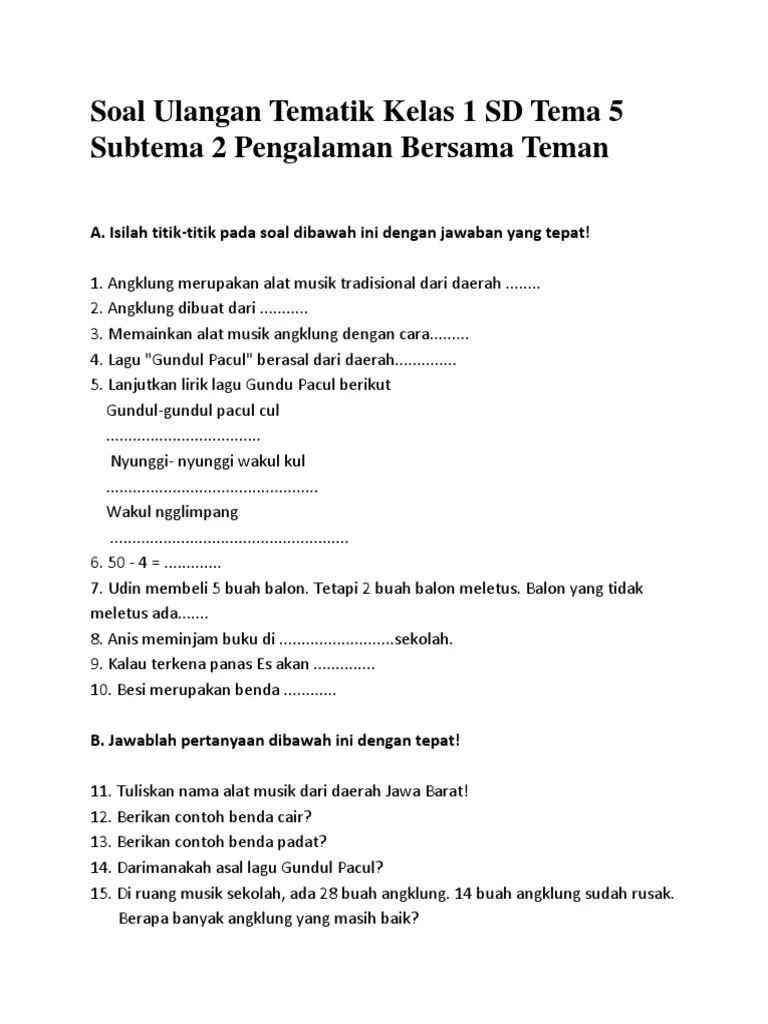 Soal Tematik Online Kelas 1 Sd Tema 5 Subtema 2 Soal Tematik Kelas 2 Soal Tematik Online Kelas 1 Sd Tema 5 Subtema 2 Soal Tematik Kelas 2