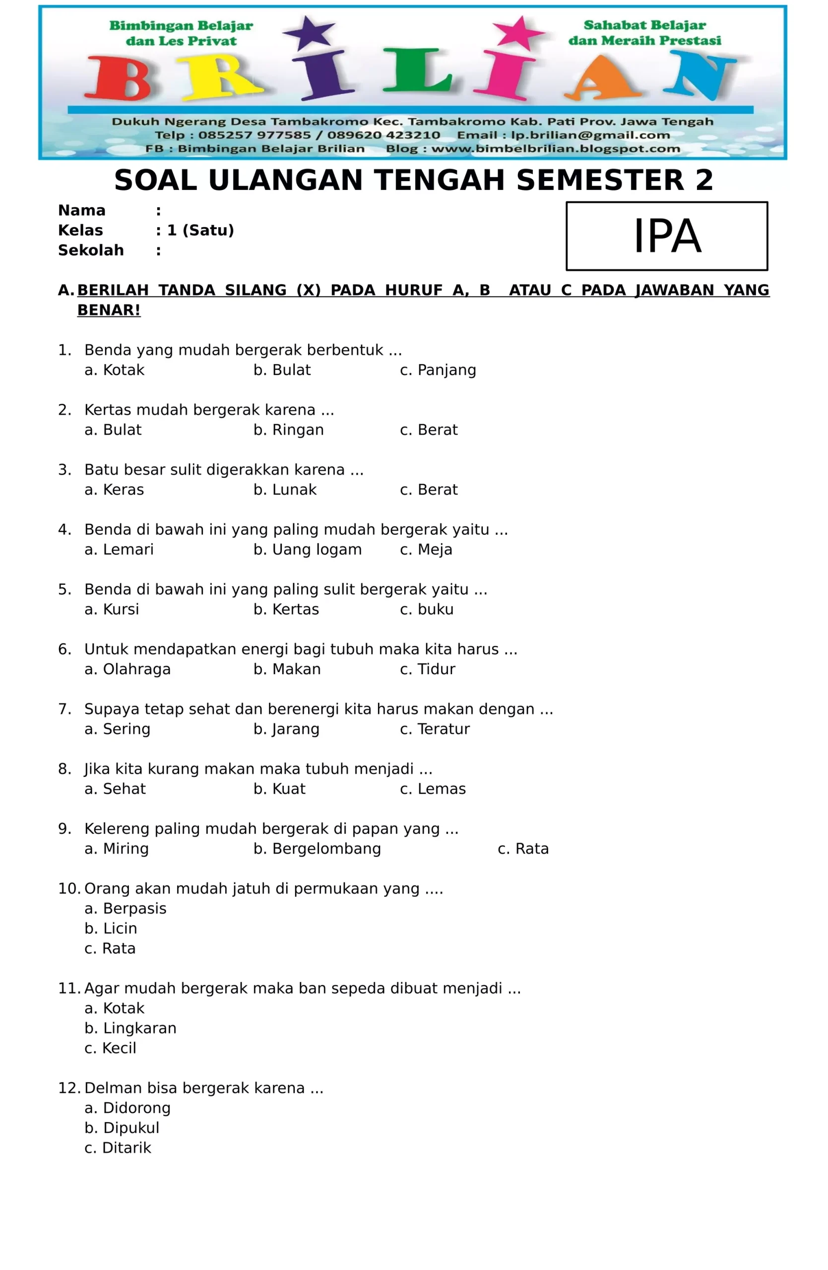 7 Rahasia Contoh Soal Kelas 1 Semester 2 Mapel IPA yang Bikin Anak Pintar di Tahun 2026 7 Rahasia Contoh Soal Kelas 1 Semester 2 Mapel IPA yang Bikin Anak Pintar di Tahun 2026