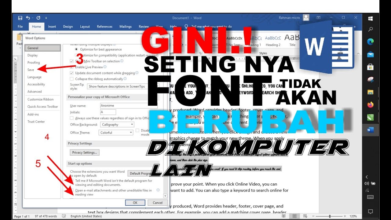 CARA SETING DOKUMEN SUPAYA FONT TIDAK BERUBAH DI KOMPUTER LAIN - YouTube CARA SETING DOKUMEN SUPAYA FONT TIDAK BERUBAH DI KOMPUTER LAIN - YouTube