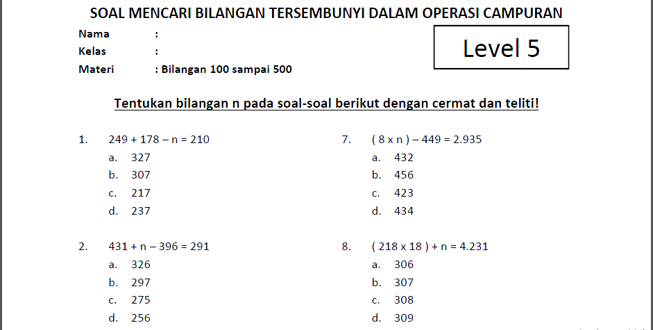 Ternyata 7 Contoh Soal Anak SD Kelas 3 Operasi Hitung Campur yang Bikin Pintar