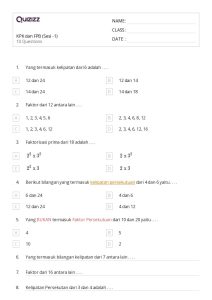 50 lembar kerja Faktor dan Kelipatan untuk Kelas 5 di Quizizz Gratis