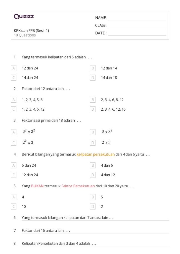 Ternyata Gampang! 5 Contoh Soal Matematika Faktor dan Kelipatan Kelas 4 SD