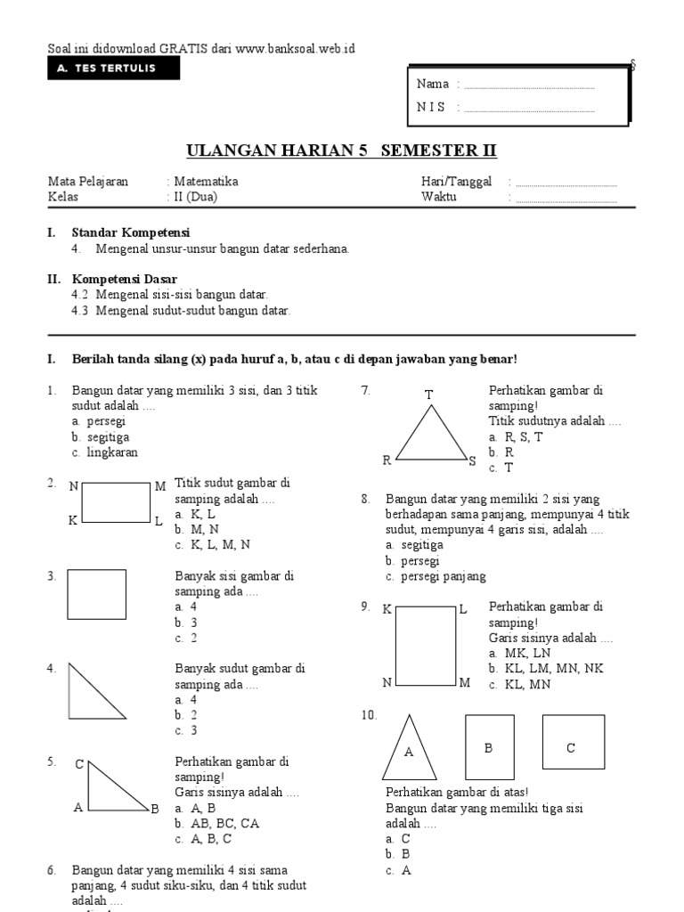 Soal Bangun Ruang Kelas 2 Dalchaebi