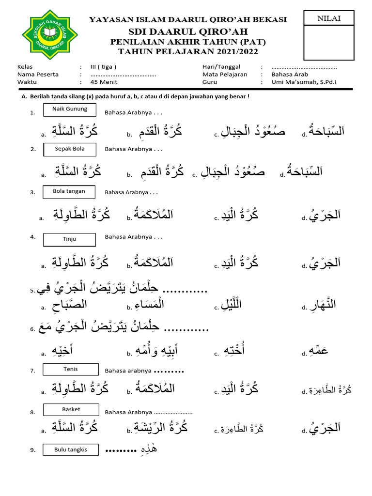 Wajib Tahu! 7 Contoh Soal Arab Melayu Kelas 3 SD Semester 2 untuk STS 2026