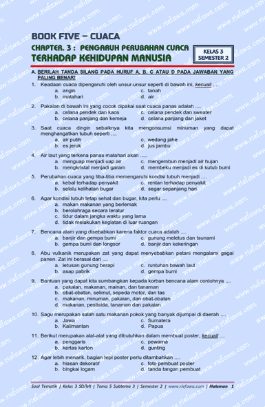 Wajib Tahu Kumpulan soal tema 5 sub tema 3 kelas 3 sd Agar Anak Cepat Pintar