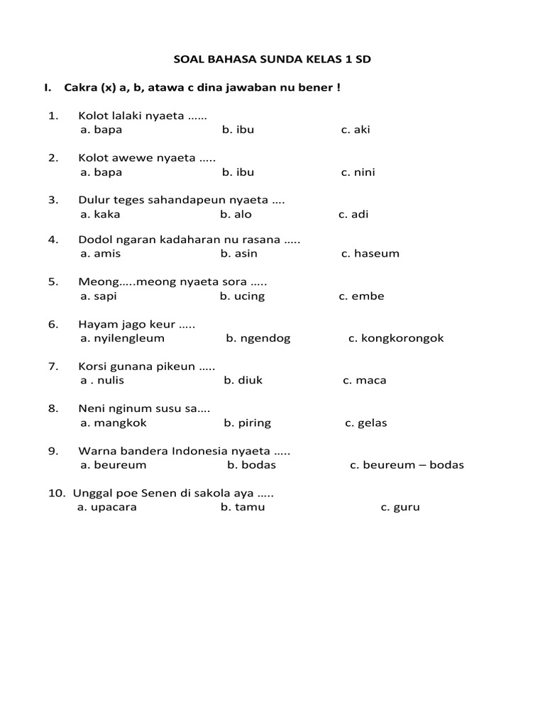 Wajib Tahu Rahasia Lulus Soal Bahasa Sunda Kelas XI Semester 1 Agar Nilai Sempurna